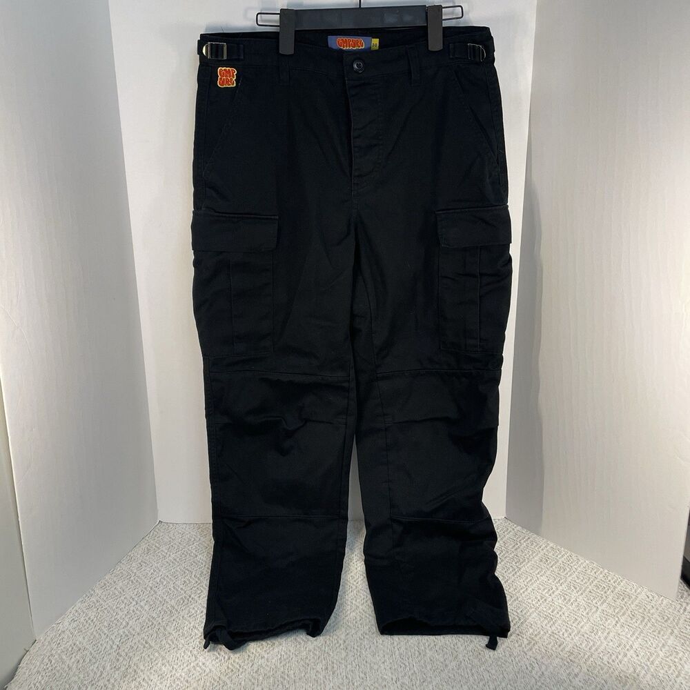 EMPYRE Mens 30 Black Cargo Utility Streetwear Button Fly Adjustable Hem Pants